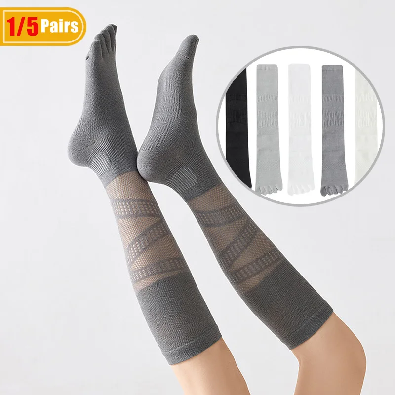 Ankle Support Badminton - 1/5 Paar Damen-Kompressions-Fünf-Finger-Socken, lang, für Sport,