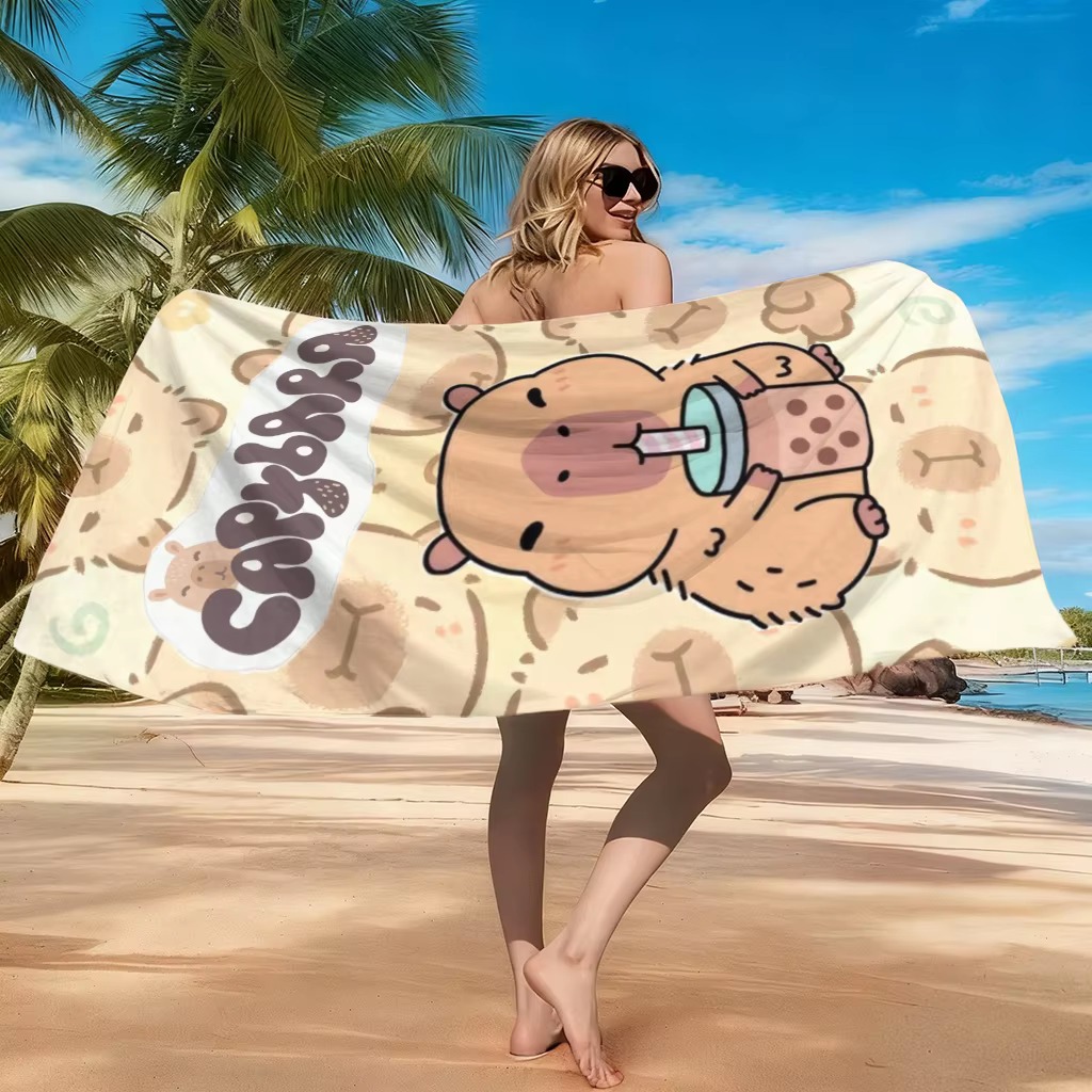 Towel Small Sport - Kleines bis großes Handtuch, Capybara-Cartoon-Strandtuch, schnell